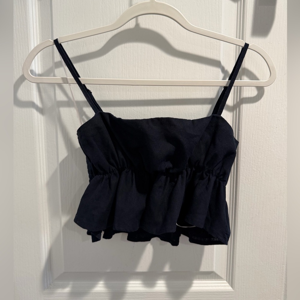 Elegant Navy Ruffle Top